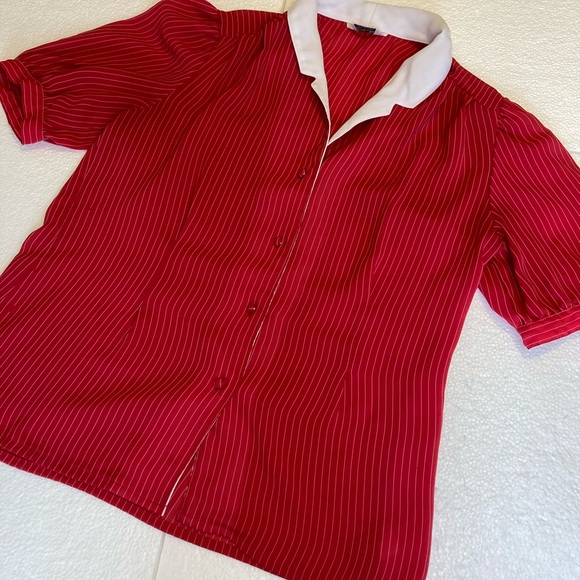 Lirabeth womens button pin stripe blouse sz 12 - Picture 7 of 11